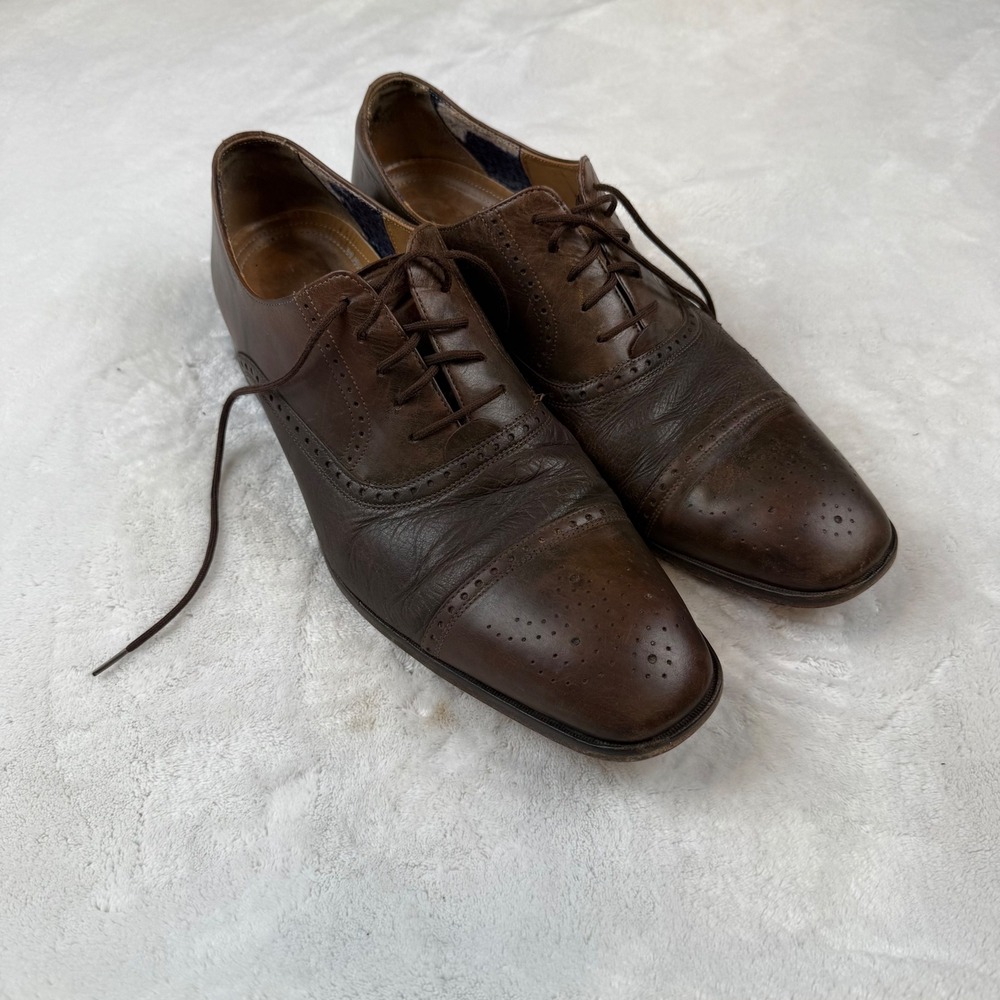Florsheim Imperial Mens Brown Leather Cap Toe Brogue Oxford Dress Shoes 12 D